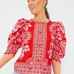 Red Flora Tapestry Blouse